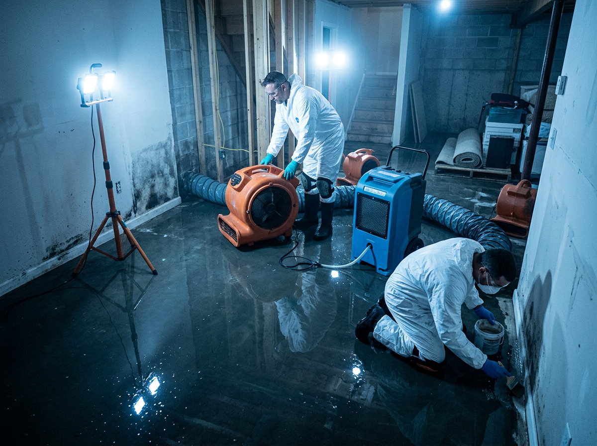 911 Restoration of Eastern Bergen County — Water Damage Restoration crew at work in Englewood Cliffs, NJ