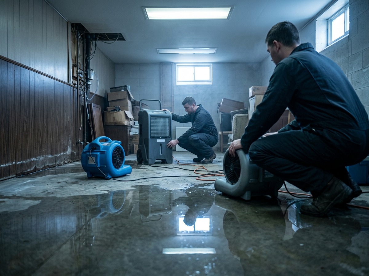 Restoration 1 of Bergen County — Water Damage Restoration crew at work in Ridgefield, NJ