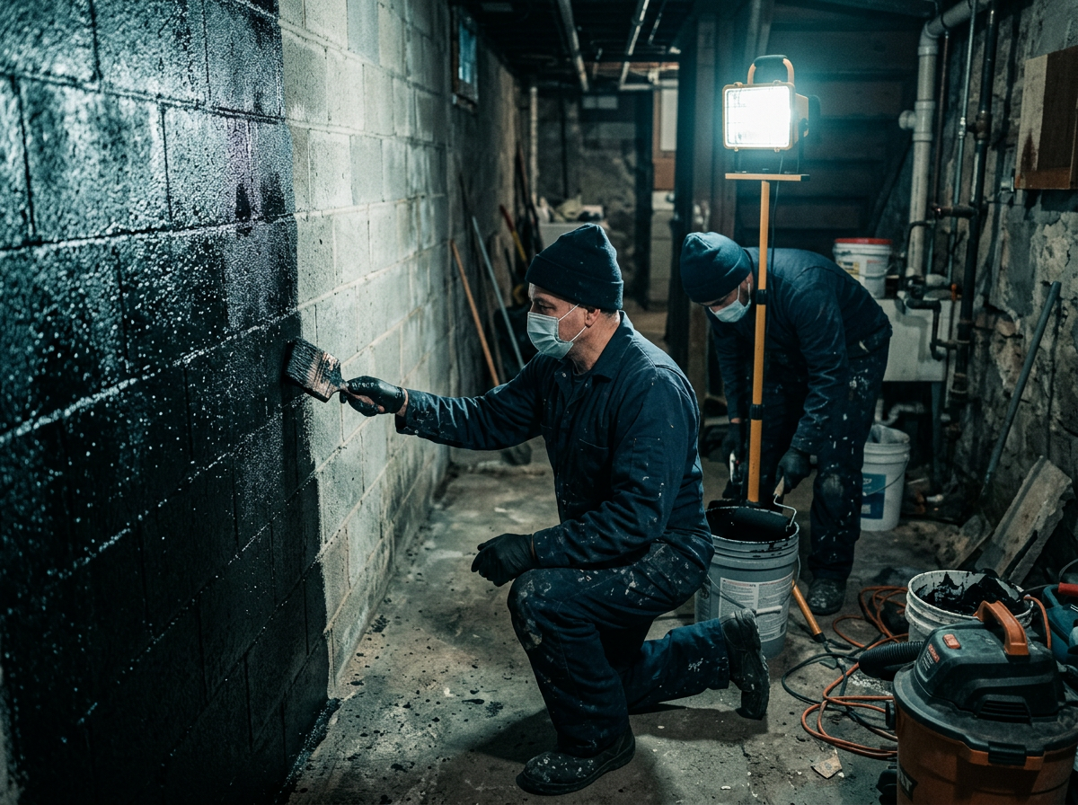 Heritage Renovations Waterproofing of Essex County — Waterproofing crew at work in Montclair, NJ